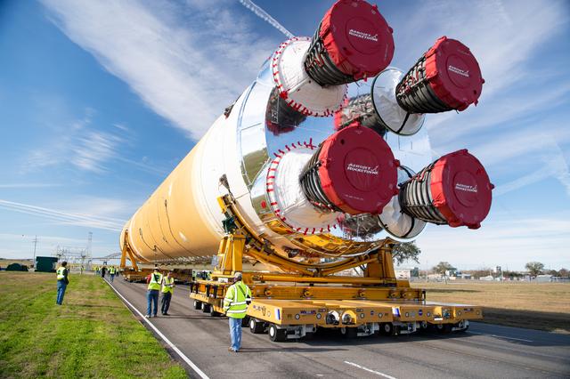 NASA image: NASA Moves First Artemis SLS Rocket Stage from NASA’s Factory to Barge